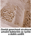 Hrubá povrchová struktura zajišťuje snadné a rychlé osídlení média nitrifikačními bakteriemi
